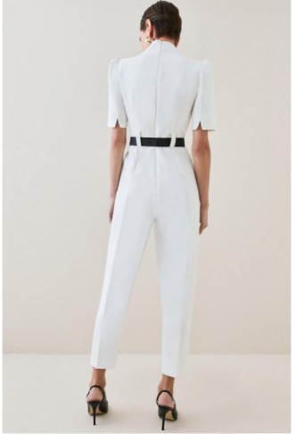 Structured Crepe Forever Belted Jumpsuit