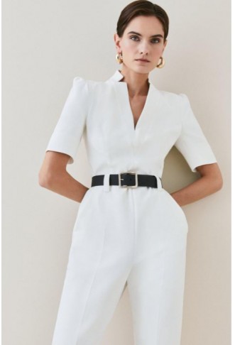 Structured Crepe Forever Belted Jumpsuit