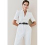 Structured Crepe Forever Belted Jumpsuit