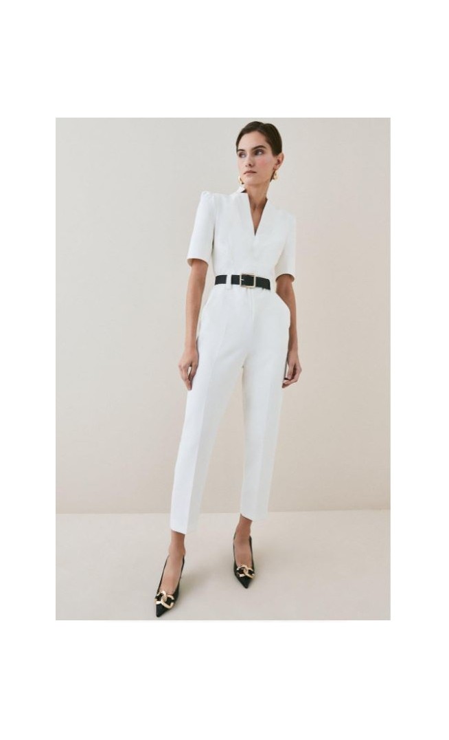 Structured Crepe Forever Belted Jumpsuit