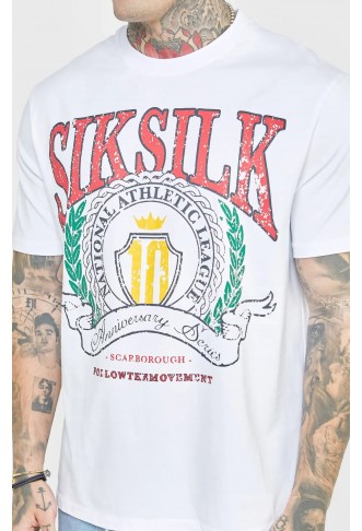 SikSilk Men's Varsity Oversized T-Shirt White