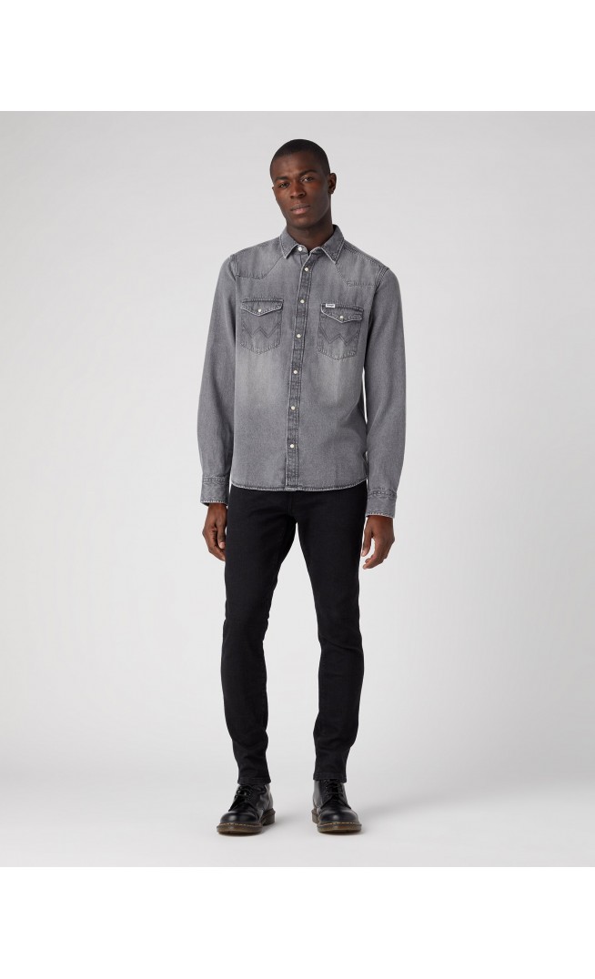 LS Western Shirt in Black Authentic