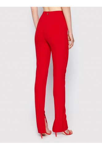 Red Slim Fit Fabric Trousers