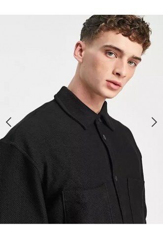 Weekday stay jersey overshirt in black