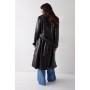 Faux Leather Biker Trench Coat