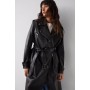 Faux Leather Biker Trench Coat