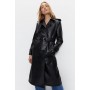 Premium Classic Faux Leather Trench Coat