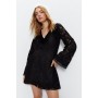 Lace Covered Button Flared Sleeve Mini Dress