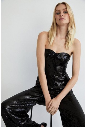 Sequin Sweetheart Bandeau Jumpsuit