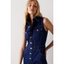 Button Through Collared Denim Wide Leg Jumpsuit