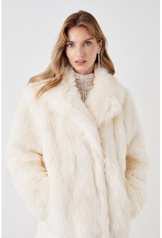 Premium Long Pile Faux Fur Cocoon Coat