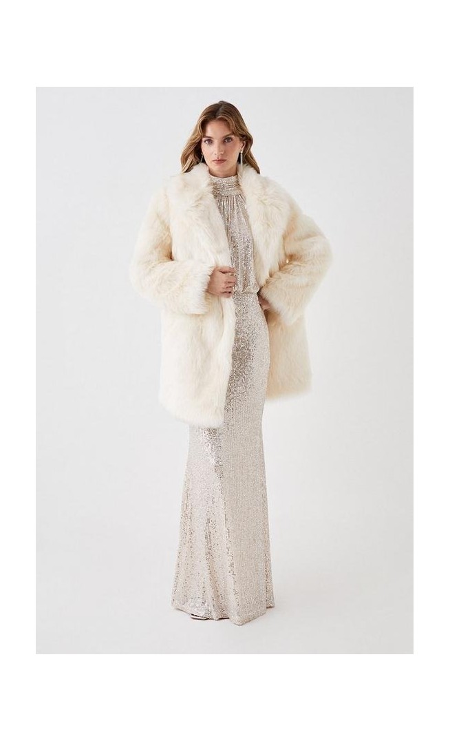 Premium Long Pile Faux Fur Cocoon Coat