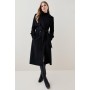 Italian Luxurious Textured Wool Belted Trench Coat