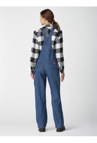 Women's Relaxed Fit Bib Overalls Stonewashed Medium Blue