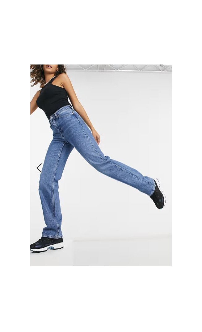 Weekday Voyage high waist straight jeans in navy blue