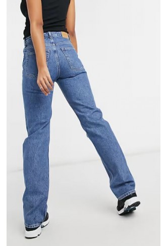 Weekday Voyage high waist straight jeans in navy blue