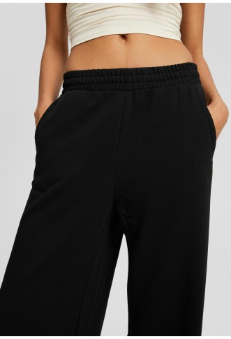 WIDE-LEG FUZZY - Tracksuit bottoms - black