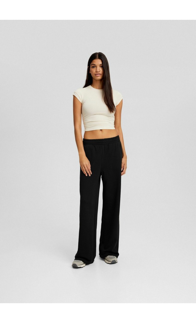 WIDE-LEG FUZZY - Tracksuit bottoms - black