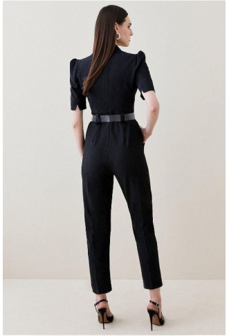 Structured Crepe Forever Belted Jumpsuit