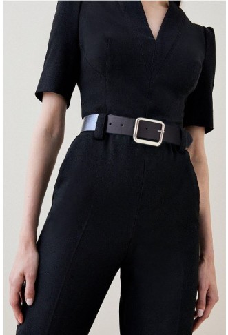 Structured Crepe Forever Belted Jumpsuit