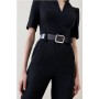 Structured Crepe Forever Belted Jumpsuit