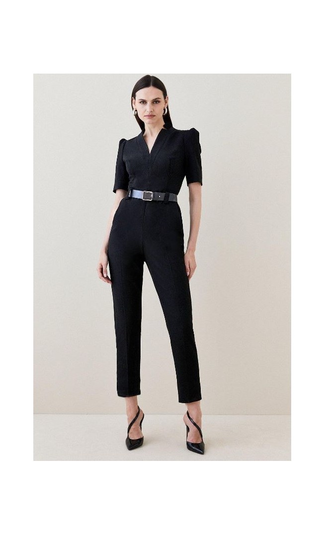 Structured Crepe Forever Belted Jumpsuit