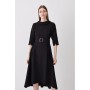 Structured Crepe Roll Neck Dip Hem Midi Dress