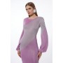 Slinky Viscose Knit Full Sleeve Colour Blocked Dress