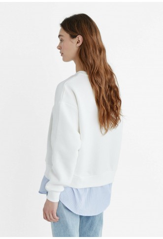 CONTRAST EMBROIDERED - Sweatshirt - white