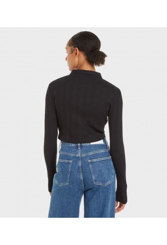 badge elongated rib crop shirt