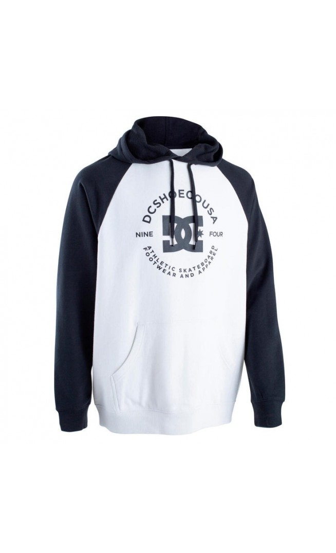 SWEAT SHIRT A CAPUCHE HOMME ET FEMME DC SHOES NOVA RAGLAN BLANC ET NOIR