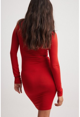 Rouched Side Long Sleeve Dress