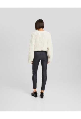 Coated skinny trousers