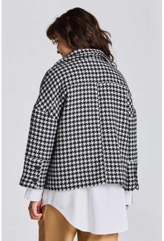 D1. HOUNDSTOOTH CROPPED JACKET EBONY BLACK