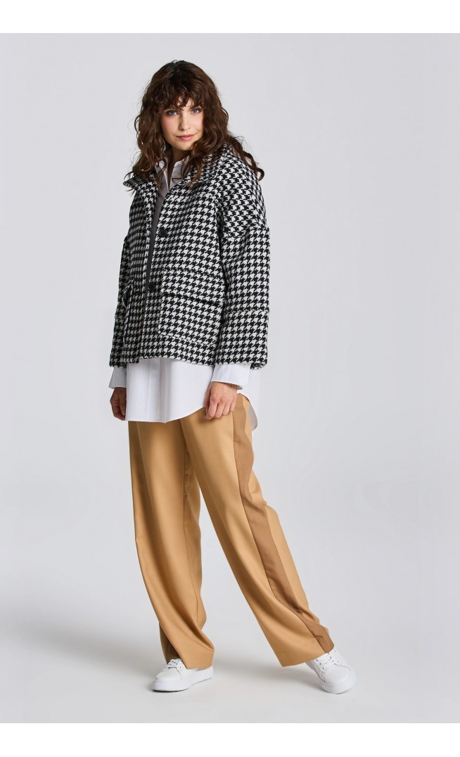 D1. HOUNDSTOOTH CROPPED JACKET EBONY BLACK