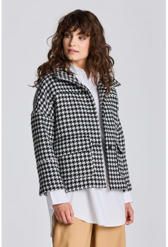 D1. HOUNDSTOOTH CROPPED JACKET EBONY BLACK