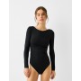 Long sleeve bodysuit with gathered side