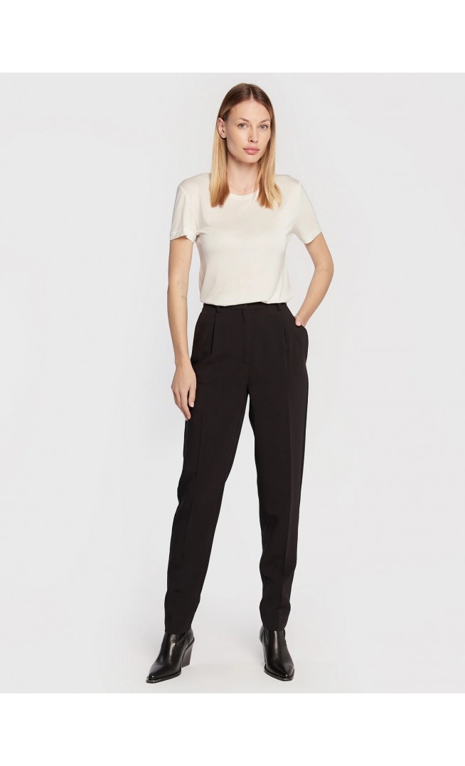 Black Slim Fit Fabric Trousers