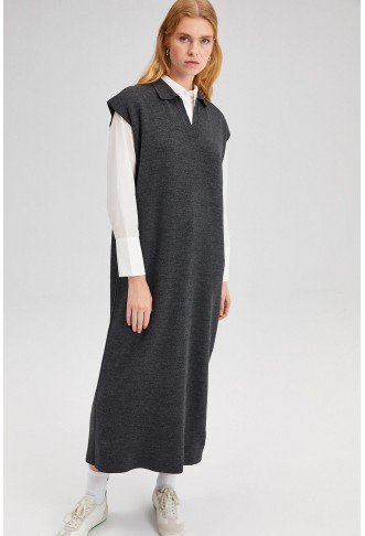 Polo Collar Sleeveless Knit Dress