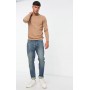 Brave Soul cotton roll neck sweater in beige