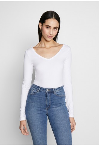 BASIC LONG SLEEVE TOP - Long sleeved top - white