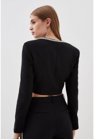 Black Lydia Millen Tailored Compact Stretch Embellished Jacket