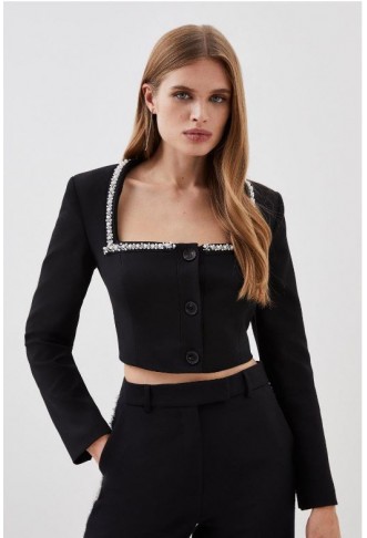 Black Lydia Millen Tailored Compact Stretch Embellished Jacket