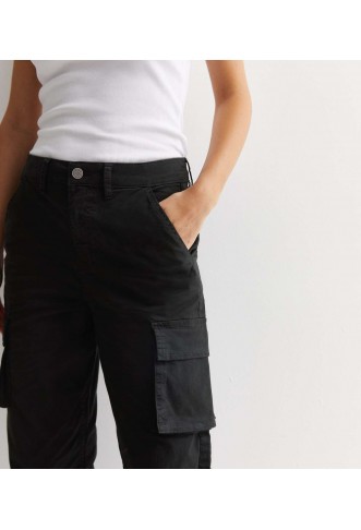 Black Double Pocket Cargo Trousers