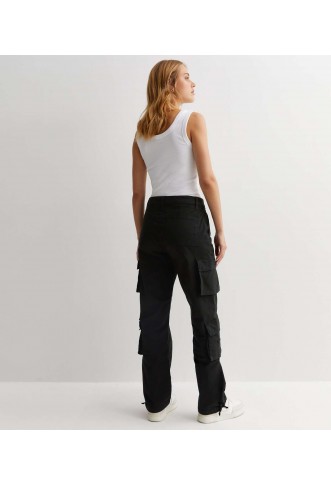 Black Double Pocket Cargo Trousers