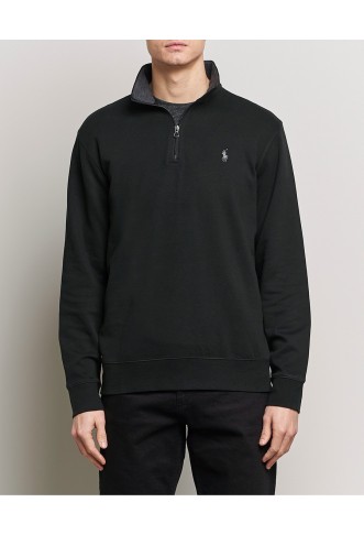 Double Knit Half-Zip Sweater Polo Black