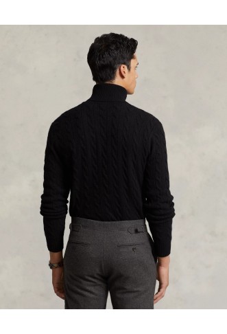 Cable Wool-Cashmere Turtleneck Sweater