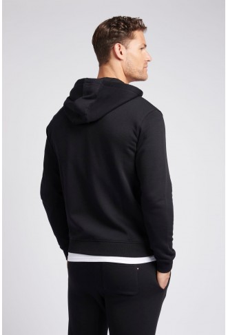 Mens Classic Fit Double Horsemen Zip Hoodie in Black