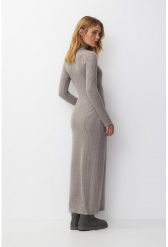 Long soft knitted dress with cut-out detail