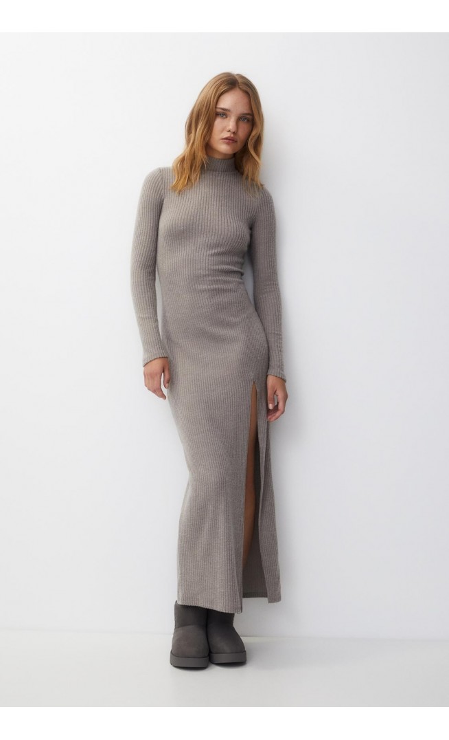 Long soft knitted dress with cut-out detail